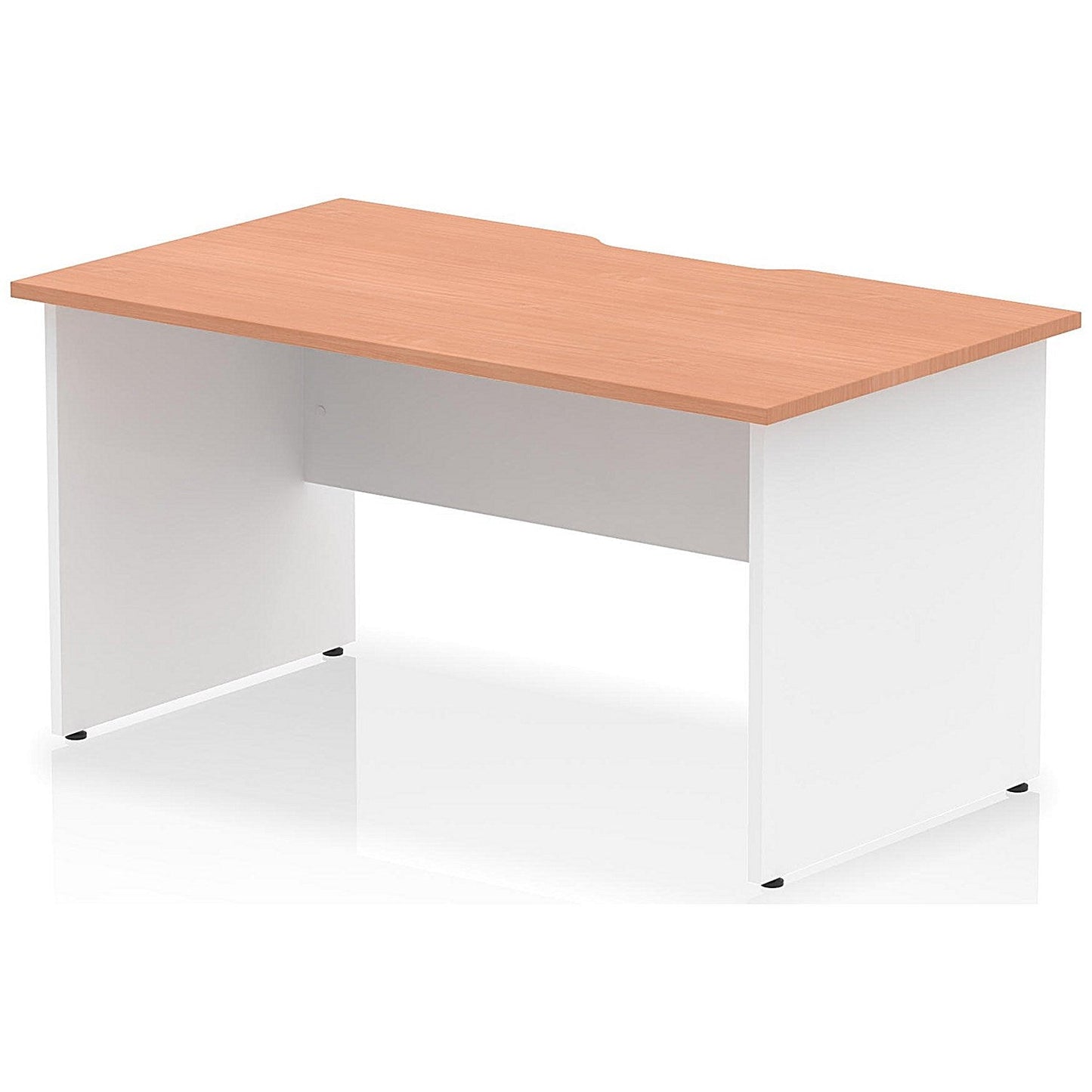 Impulse 1400mm Two-Tone Scalloped Edge Rectangular Desk, White Panel End Legs, Beech Easy2Order : TT000293