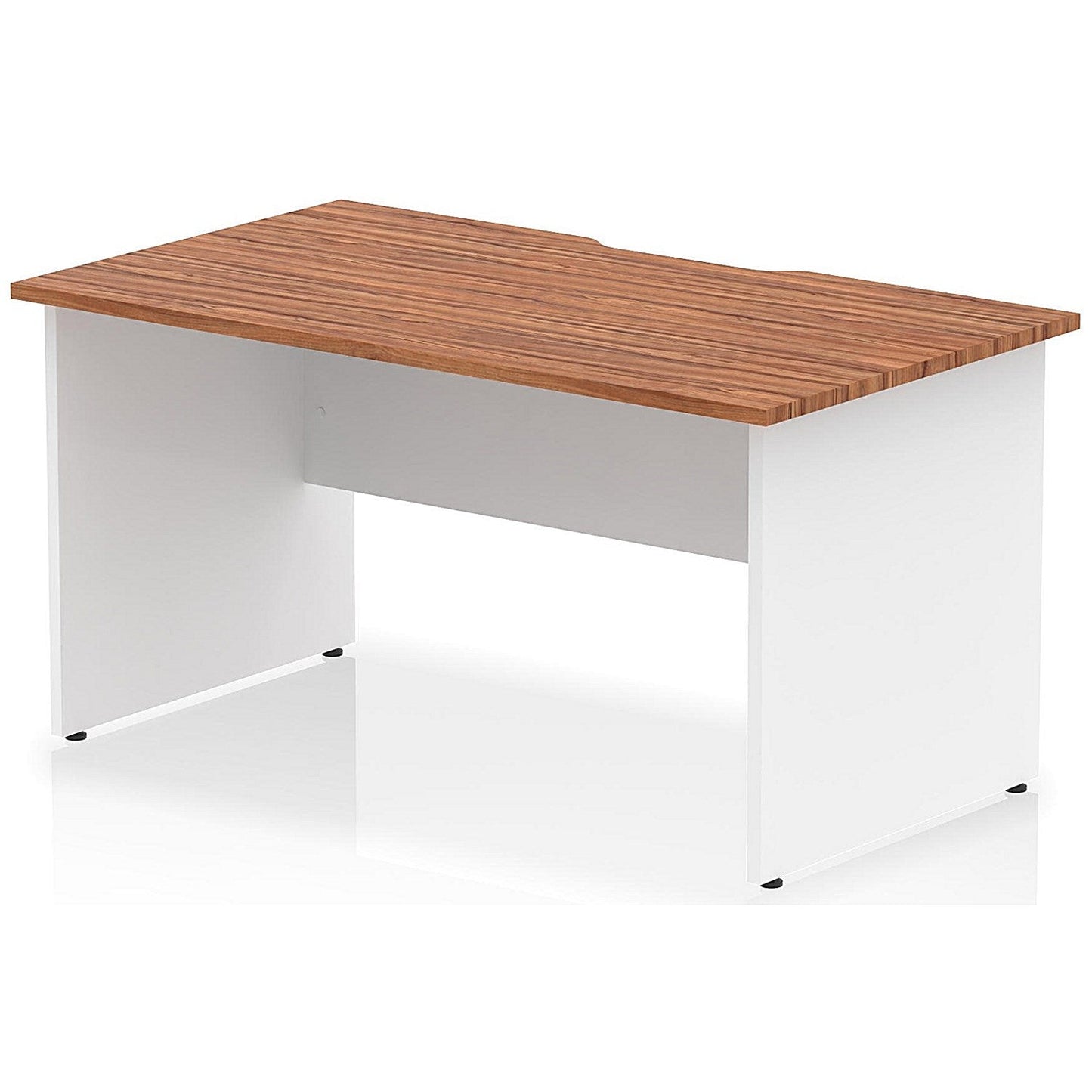Impulse 1400mm Two-Tone Scalloped Edge Rectangular Desk, White Panel End Legs, Walnut Easy2Order : TT000297