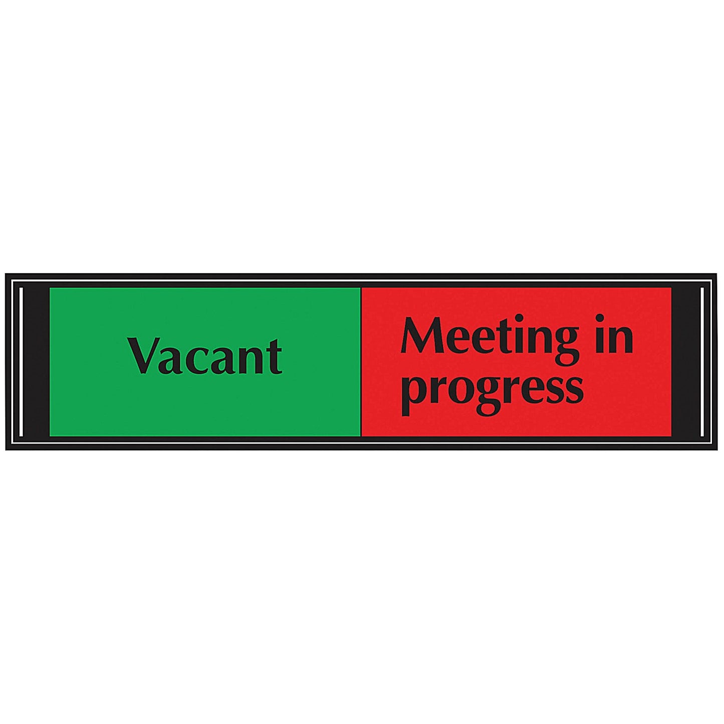 Vacant/Meeting In Progress Self Adhesive Sliding Sign, 225x52mm, Black on Red and Green