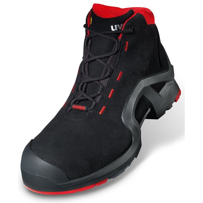 Uvex 1 X-Tended Support S3 SRC Lace-Up Boots, Black & Red, 10 Easy2Order : UV8517210