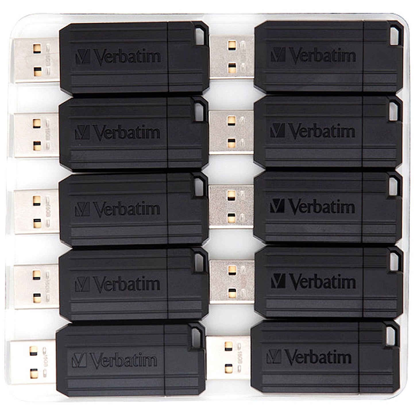 Verbatim Pinstripe USB 2.0 Flash Drive, 16GB, Pack of 10