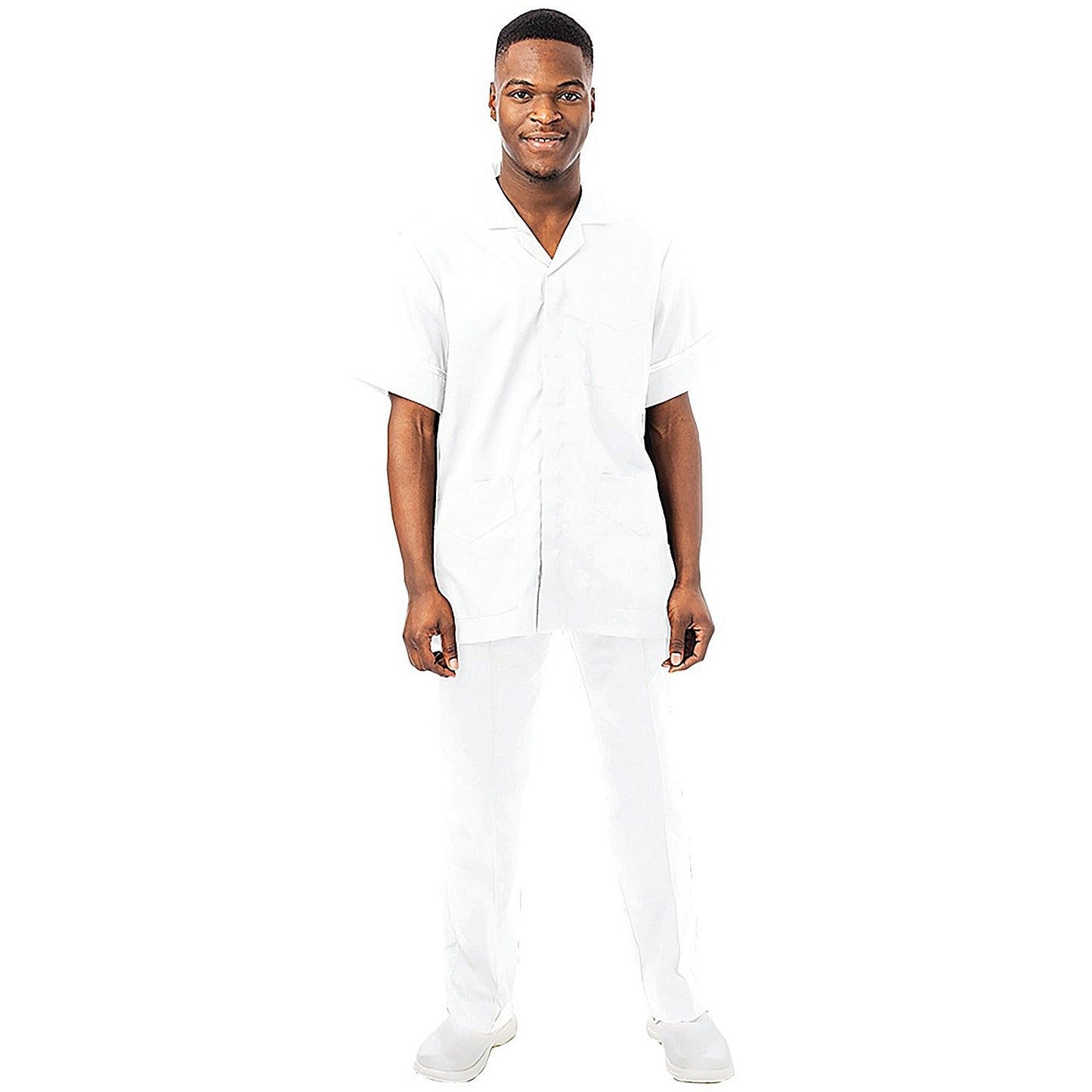 Work in Style Philz Male Healthcare Tunic, White with White Trim, Size 50 Inch Easy2Order : WIS09490