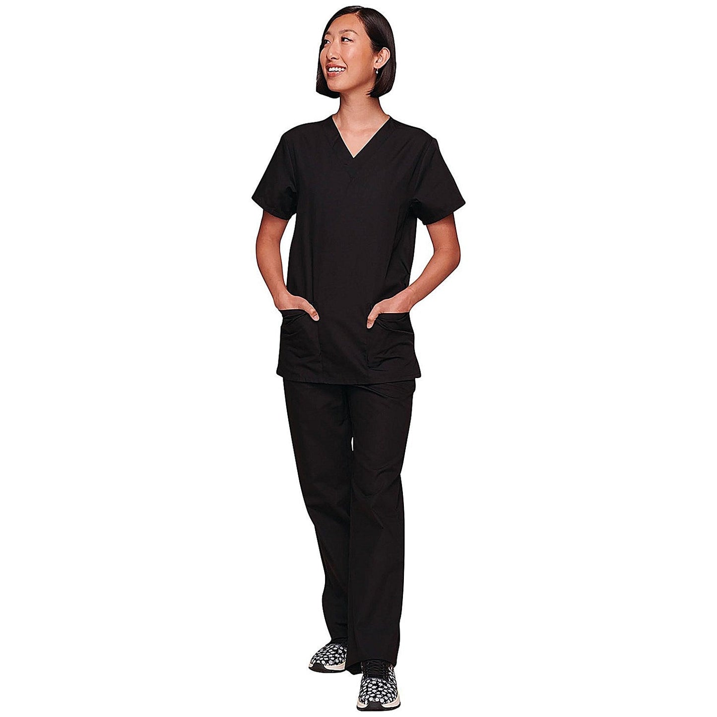 Cherokee WW530C Unisex Scrub Set Top and Trousers, Black, Size Large Easy2Order : WIS25281