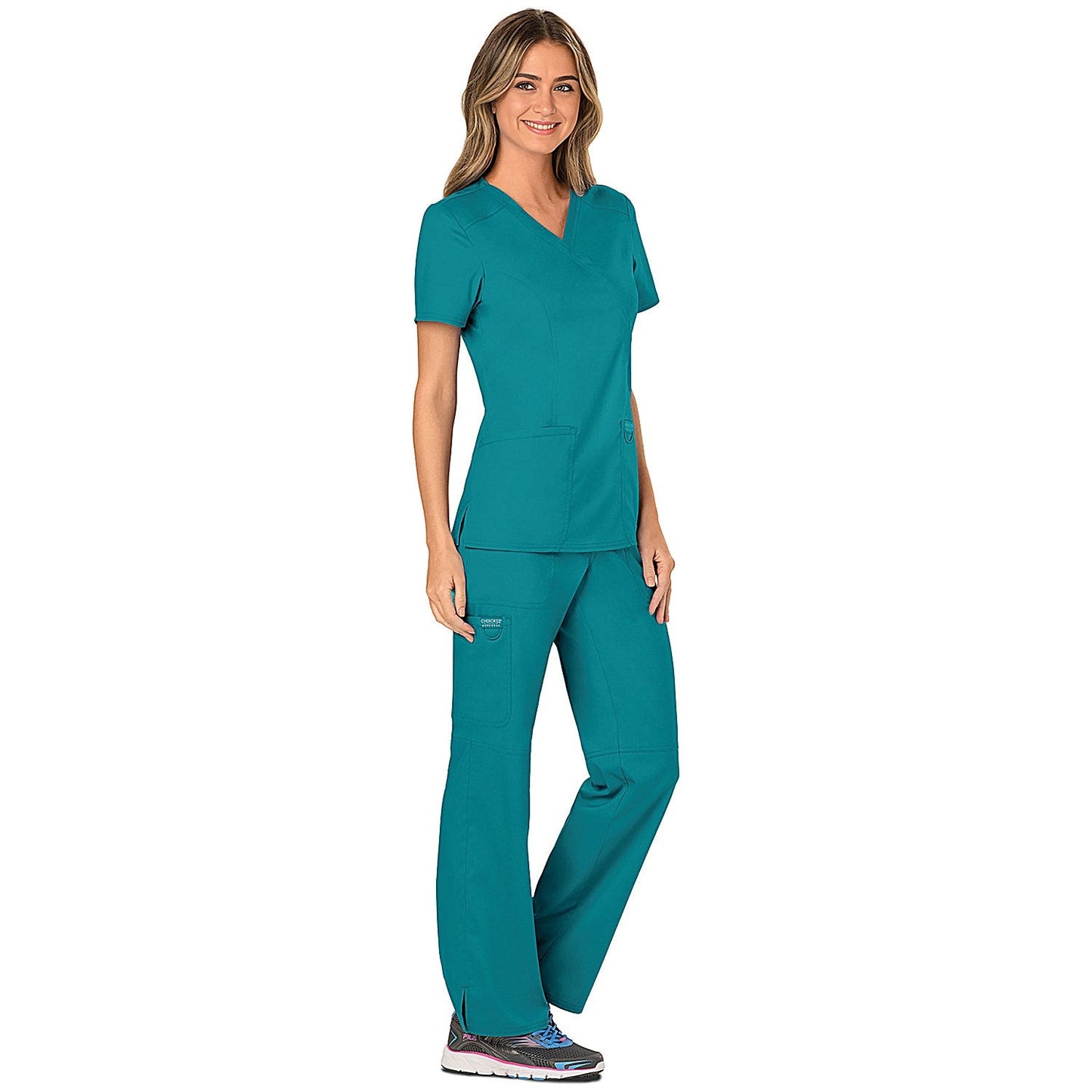 Cherokee WW610 Revolution Mock Wrap Top, Teal Blue, Small Easy2Order : WIS25491