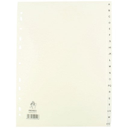 Everyday Plastic Index Dividers, A-Z, Clear Tabs, A4, White