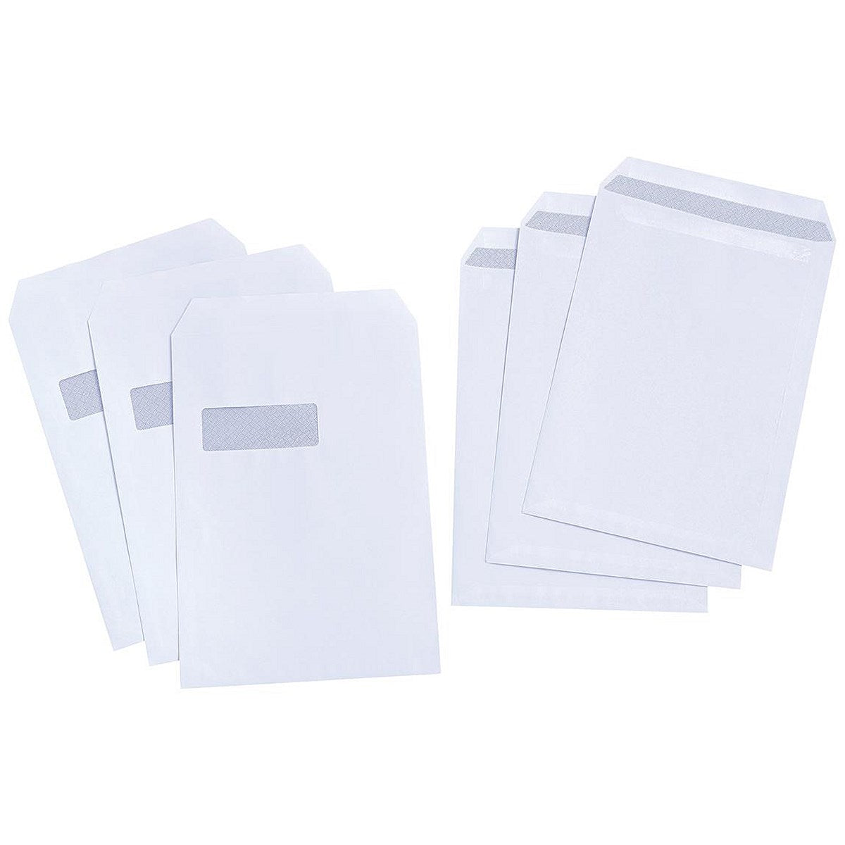 C4 Envelopes, Window, Self Seal, 90gsm, White, Pack of 250