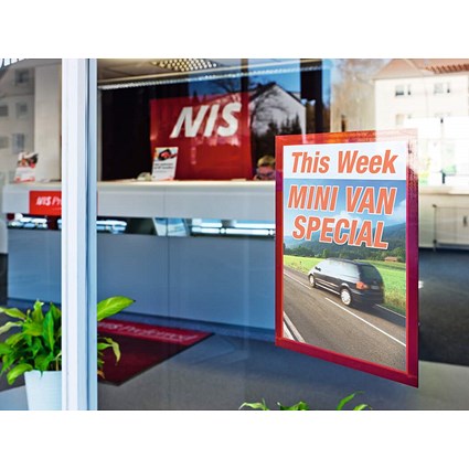 Durable Duraframe Self Adhesive Signage Frame, A4, Red, Pack of 10