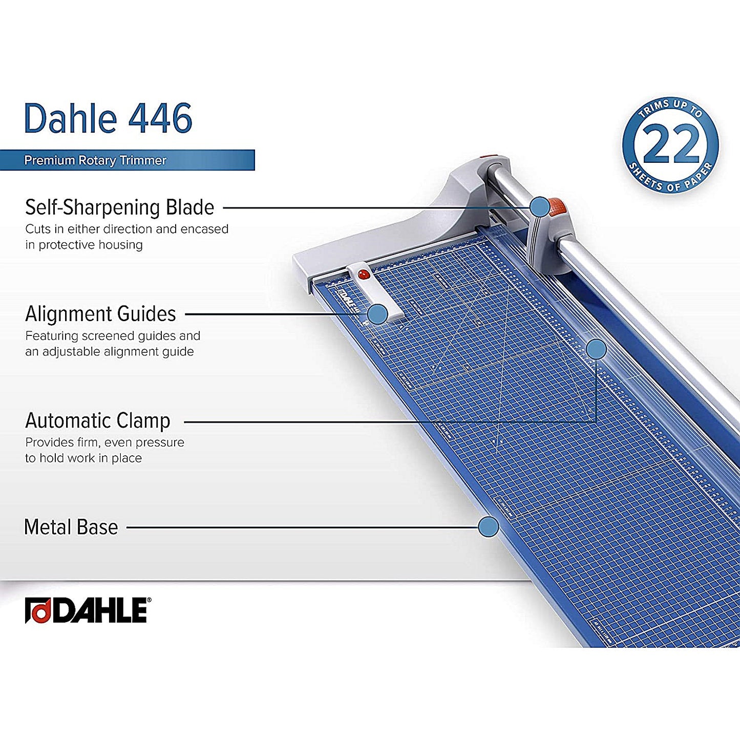 Dahle Rotary Trimmer 446 - cutting length 920 mm/cutting capacity 2,5 mm, incl. stand