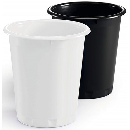 Durable Plastic Recycling Waste Paper Bin, 13 Litres, White, Pack of 6
