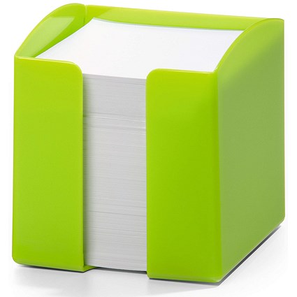 Durable Trend Note Box Cube and 800 Sheet Memo Pad, Green, Pack of 6