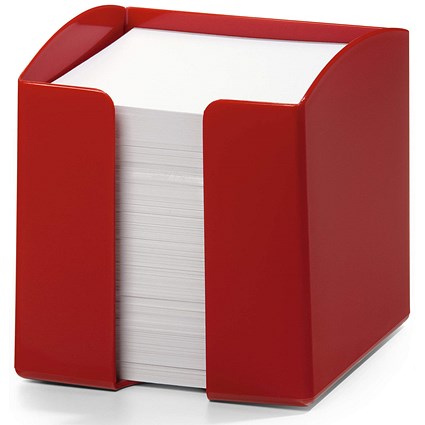 Durable Trend Note Box Cube and 800 Sheet Memo Pad, Red, Pack of 6