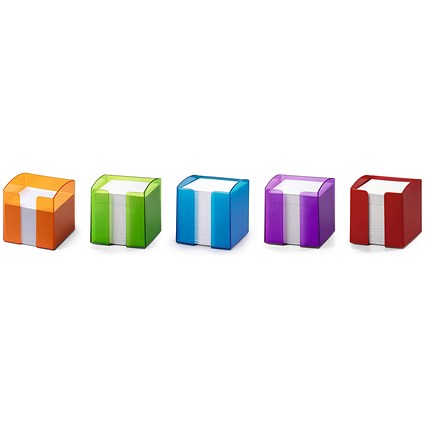 Durable Trend Note Box Transparent Cube and 800 Sheet Memo Pad, Clear, Pack of 6