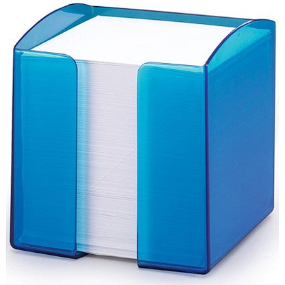 Durable Trend Note Box Transparent Cube and 800 Sheet Memo Pad, Blue, Pack of 6