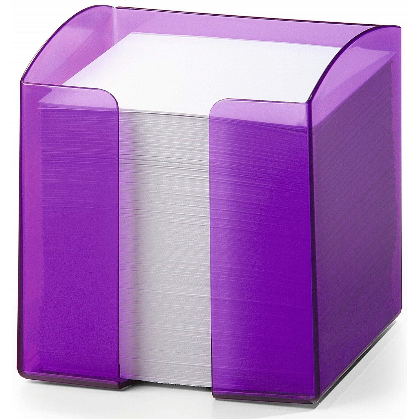 Durable Trend Note Box Transparent Cube and 800 Sheet Memo Pad, Purple, Pack of 6