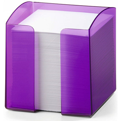 Durable Trend Note Box Transparent Cube and 800 Sheet Memo Pad, Purple, Pack of 6