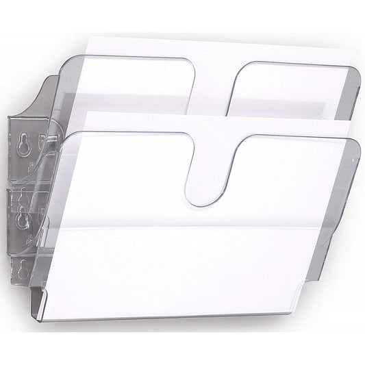 Durable FlexiPlus 2 Wall Mounted Literature Holder, A4 Landscape, Clear