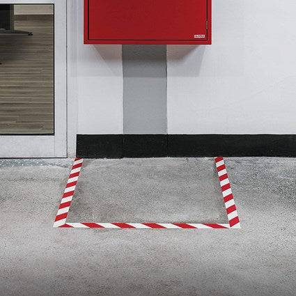 Durable Duraline Safety Non-Slip Hazard Warning Tape, 50mm x 30m, Red and White