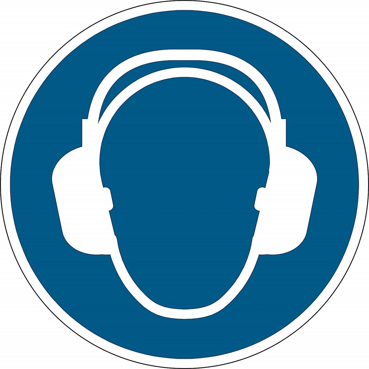 Durable 'Use Ear Protection' Safety Sticker, Diameter 430mm