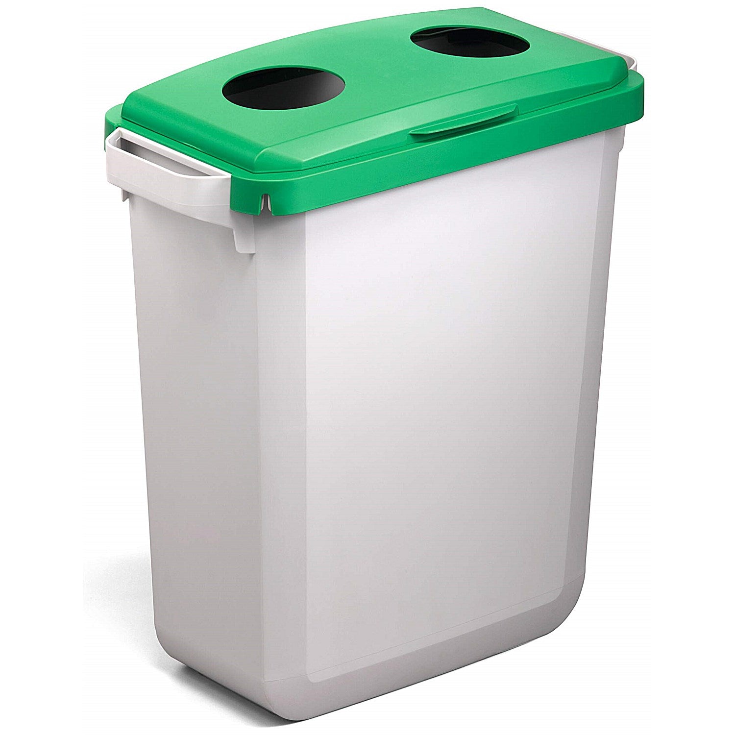 Durable Durabin Hinged Bin Lid with Two Holes for Cans/Bottles, 60 Litre, Green
