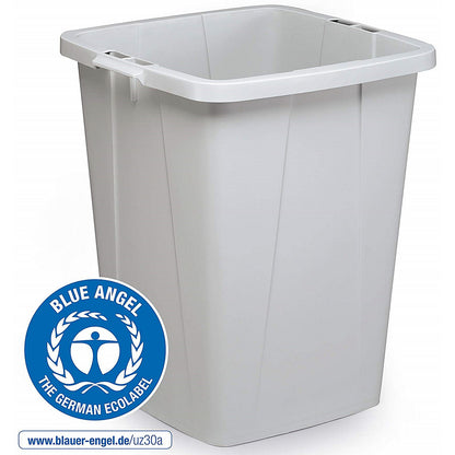 Durable Durabin Eco Strong Recycled Plastic Waste Recycling Bin, 90 Litre, Grey