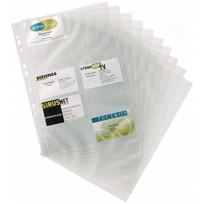 Durable Visifix Punched Pocket Wallets for Business Cards, 10 Pack, A4 Clear
