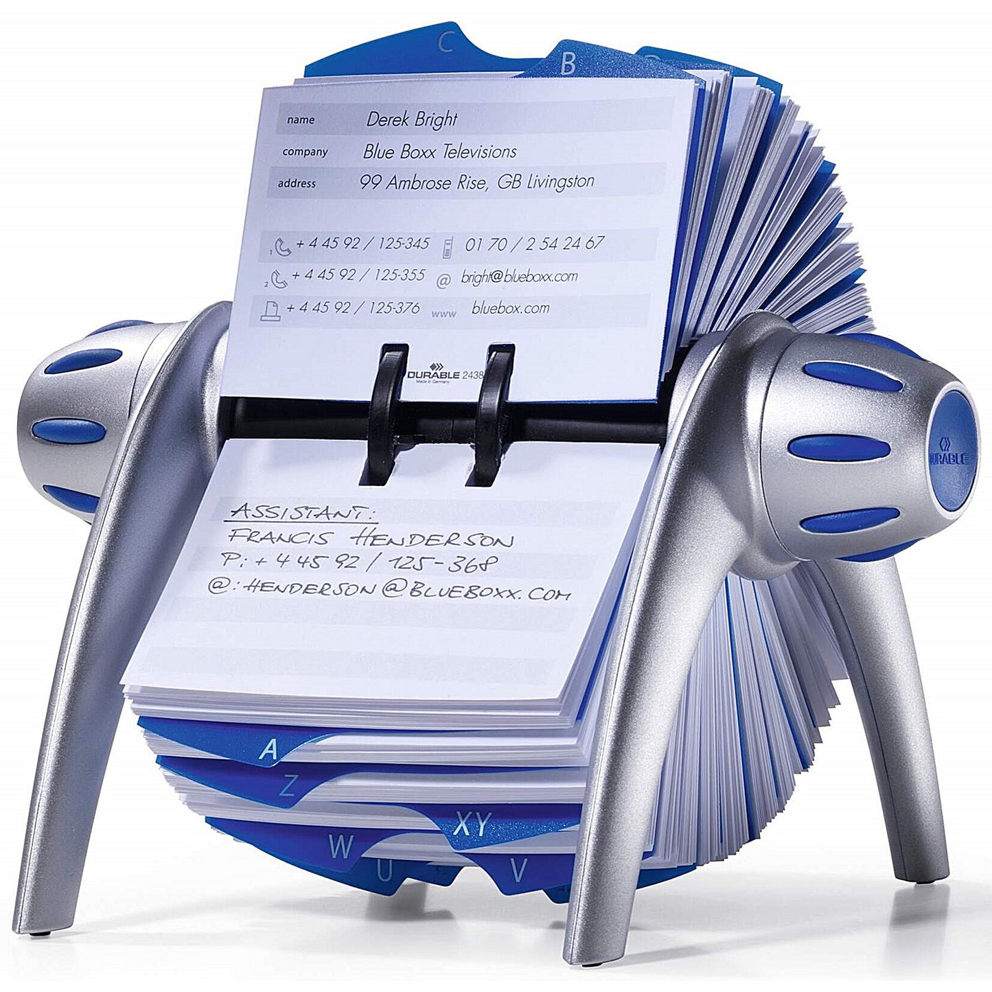 Durable Telindex Rotary Address Card Holder, 500 Cards & A-Z Index, Silver