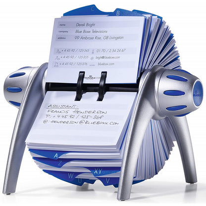 Durable Telindex Rotary Address Card Holder, 500 Cards & A-Z Index, Silver