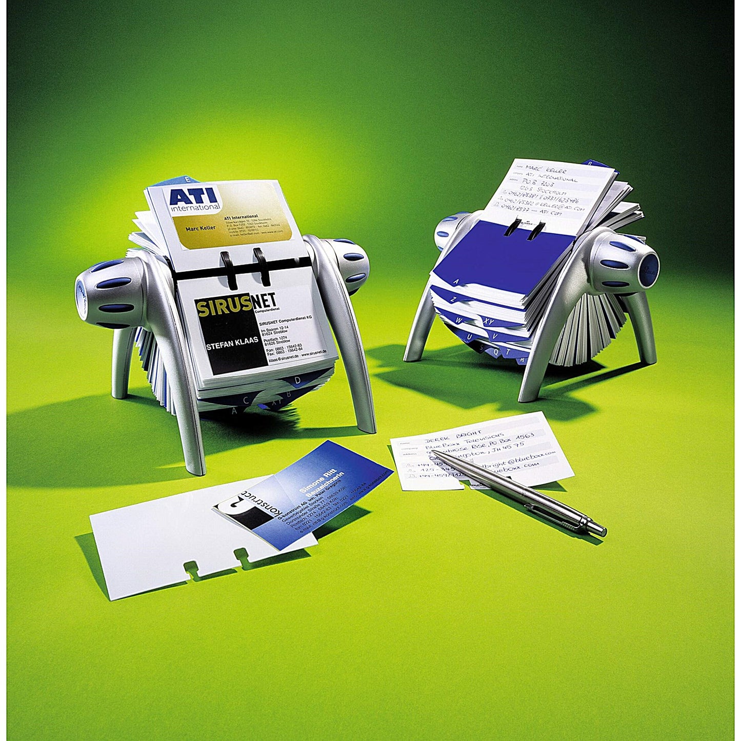 Durable Visifix Vegas 400 Card Rotary Business Card Holder, A-Z Index, Silver