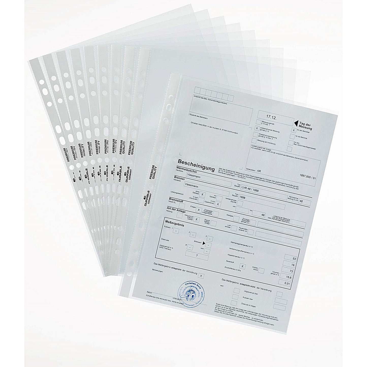 Durable A4 Premium Punched Pockets Sleeve Wallets, Clear, Pack of 100