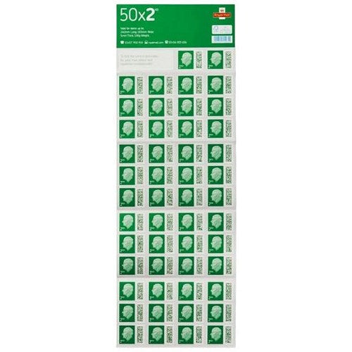 Royal Mail 2nd class postage stamps – 50 per pack