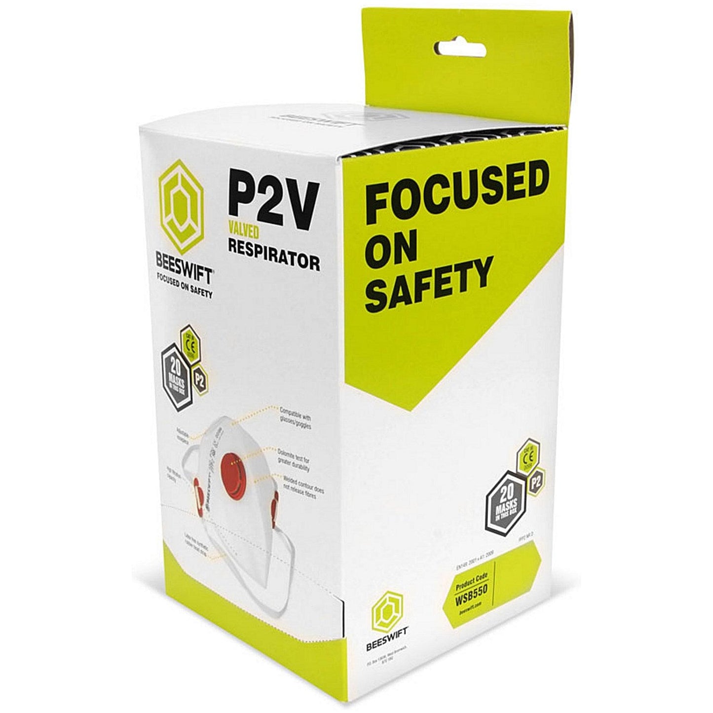 Beeswift Fold-Flat P2 Valved Mask, White, Pack of 20 Easy2Order : 2FF2PV