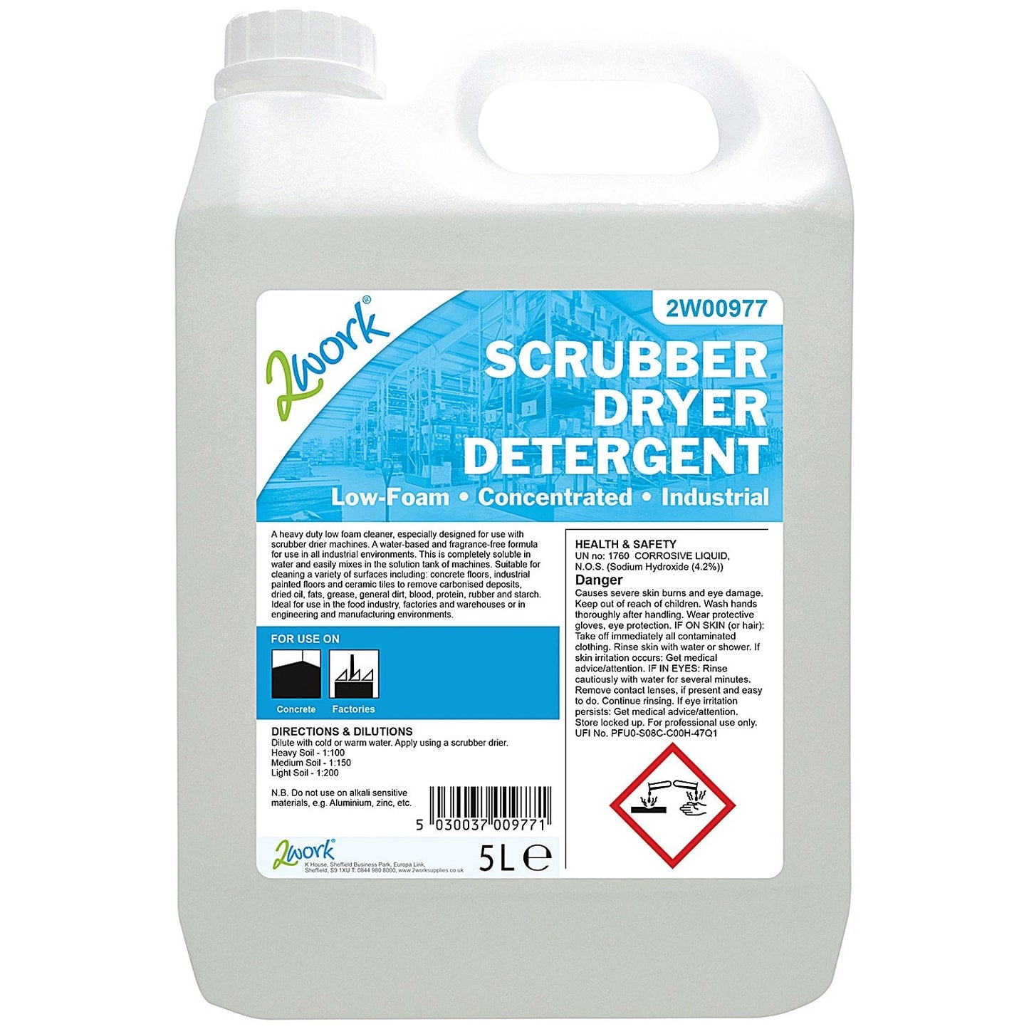 2Work Scrubber Dryer Detergent, 5 Litres Easy2Order : 2W00977