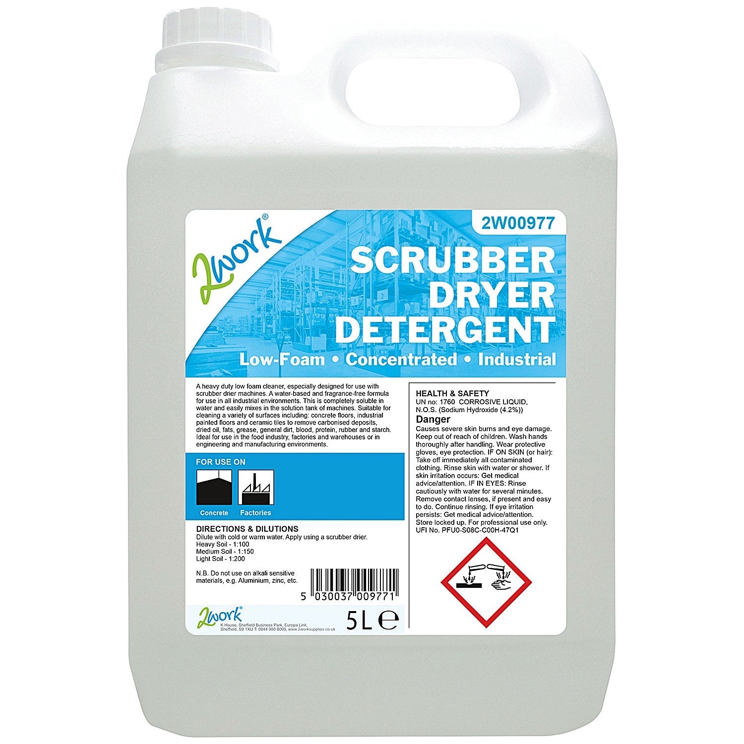 2Work Scrubber Dryer Detergent, 5 Litres Easy2Order : 2W00977