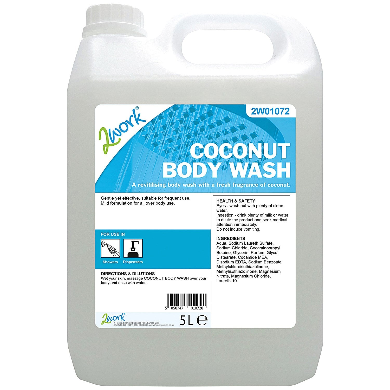 2Work Coconut Body Wash, 5 Litre