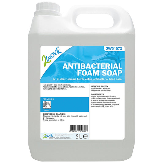 2Work Antibacterial Foam Hand Wash, 5 Litre