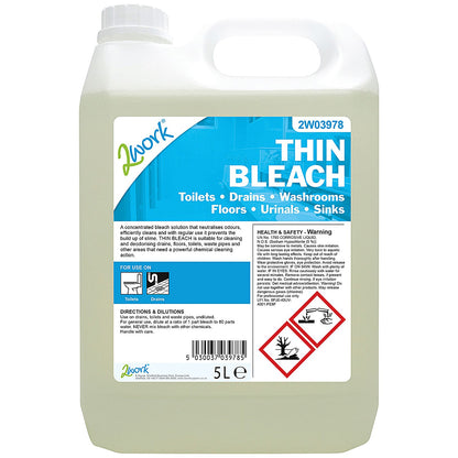 2Work Thin Bleach, 5 Litres