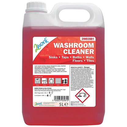 2Work Concentrated Odourless Washroom Cleaner, 5 Litres