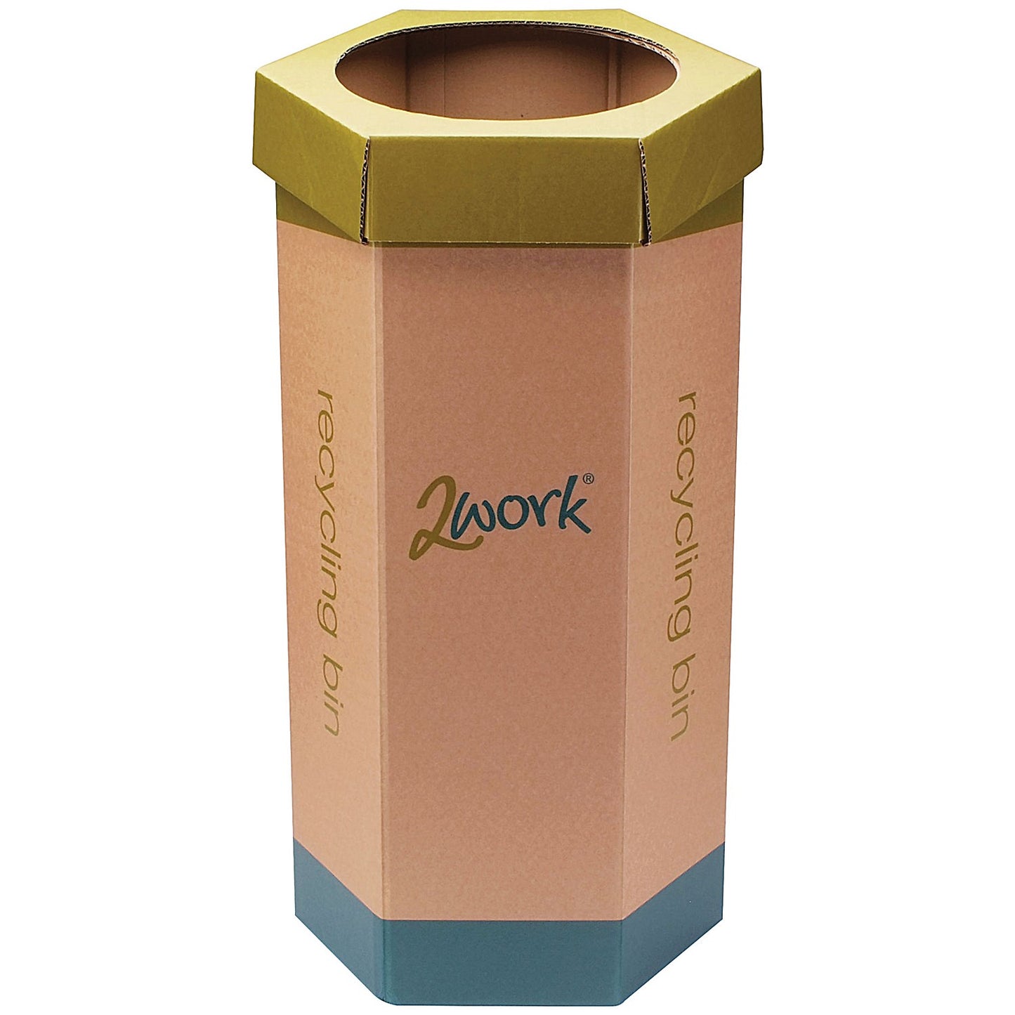 2Work Recycling Bin, 120 Litres, Green, Pack of 3