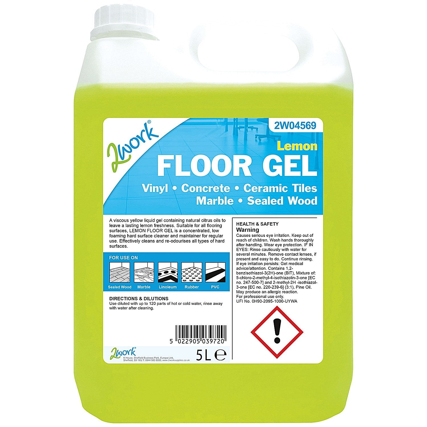 2Work Lemon Floor Gel, 5 Litres Easy2Order : 2W04569