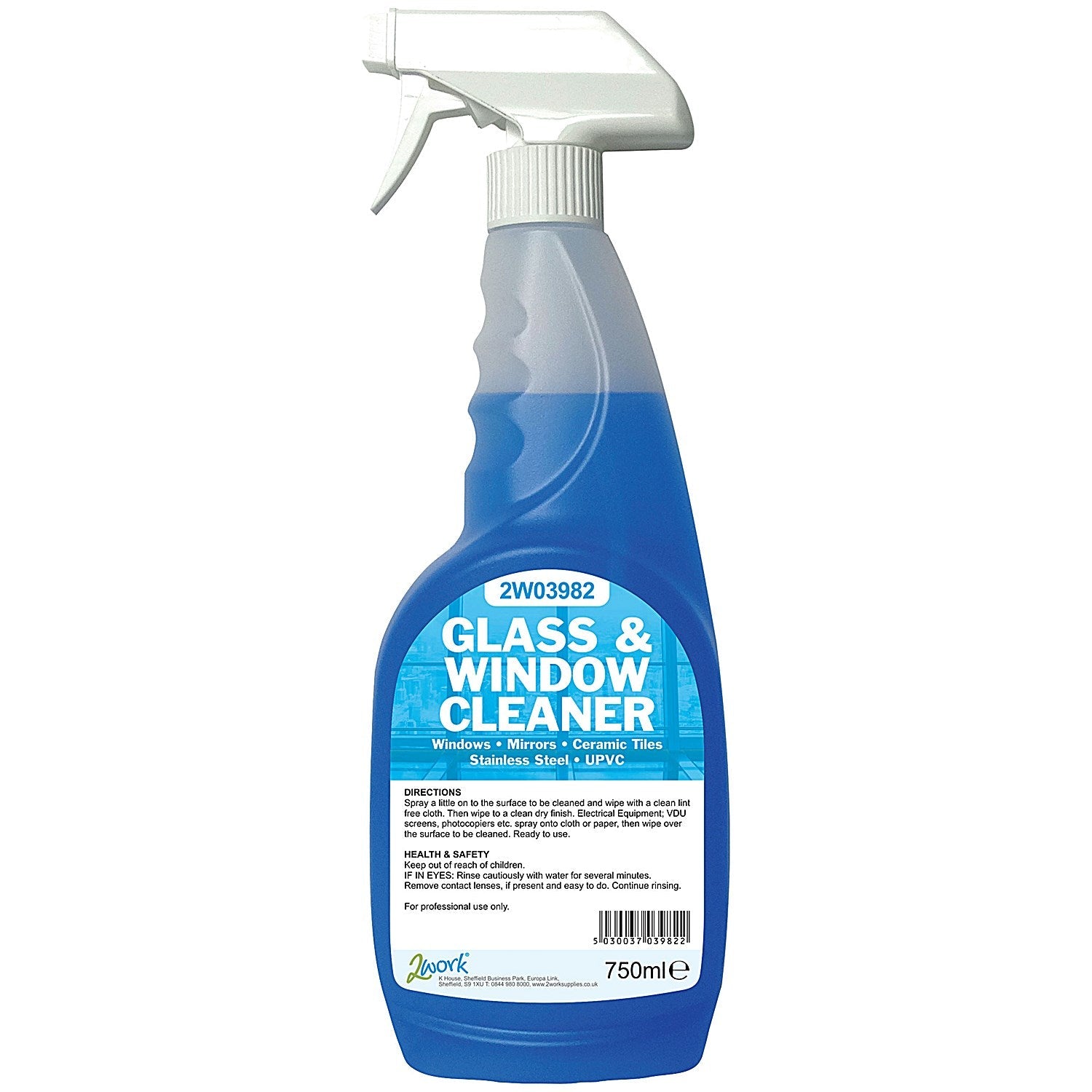 2Work Glass Window Cleaner Spray, 750ml, Pack of 6 Easy2Order : 2W04579