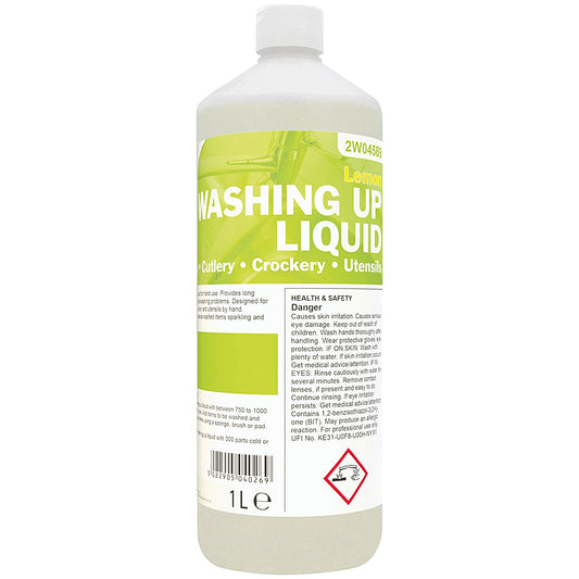 2Work Washing Up Liquid, Lemon, 1 Litre