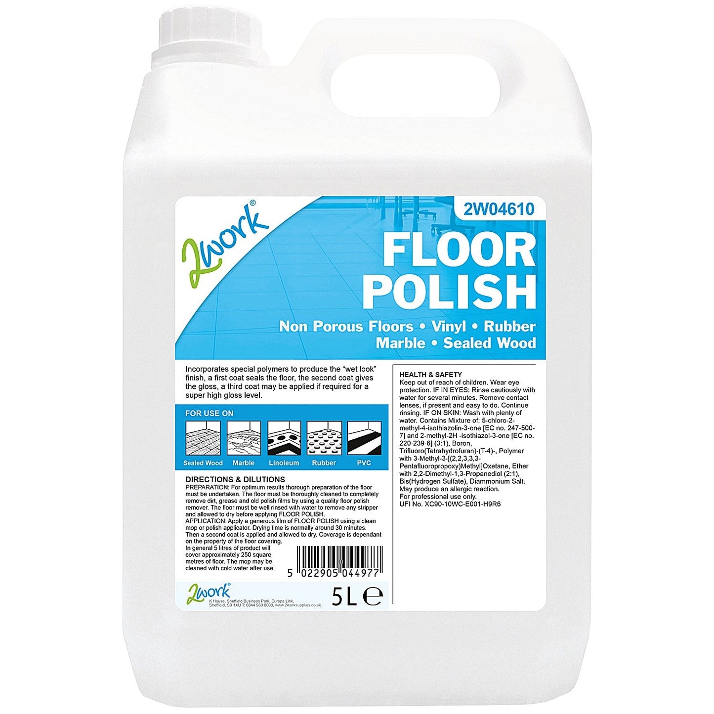 2Work Floor Polish, 5 Litres Easy2Order : 2W04610