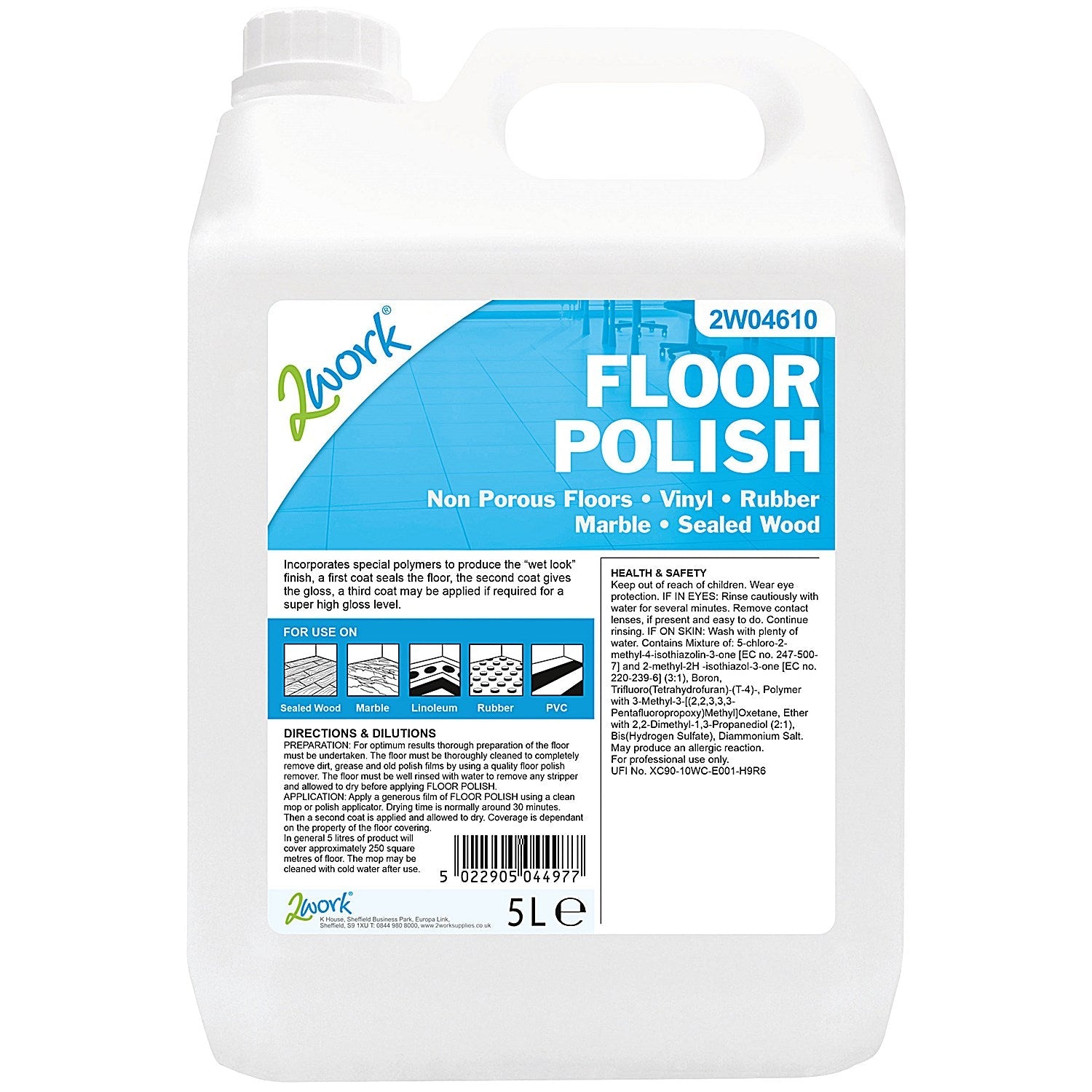 2Work Floor Polish, 5 Litres Easy2Order : 2W04610