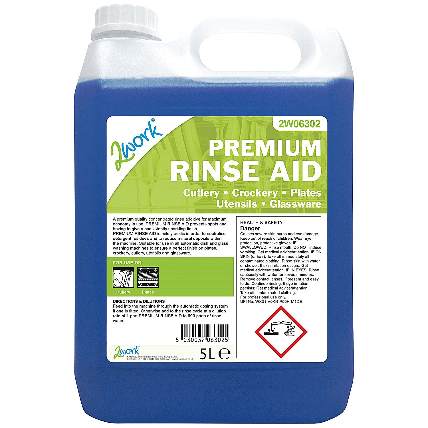 2Work Premium Rinse Aid, 5 Litres