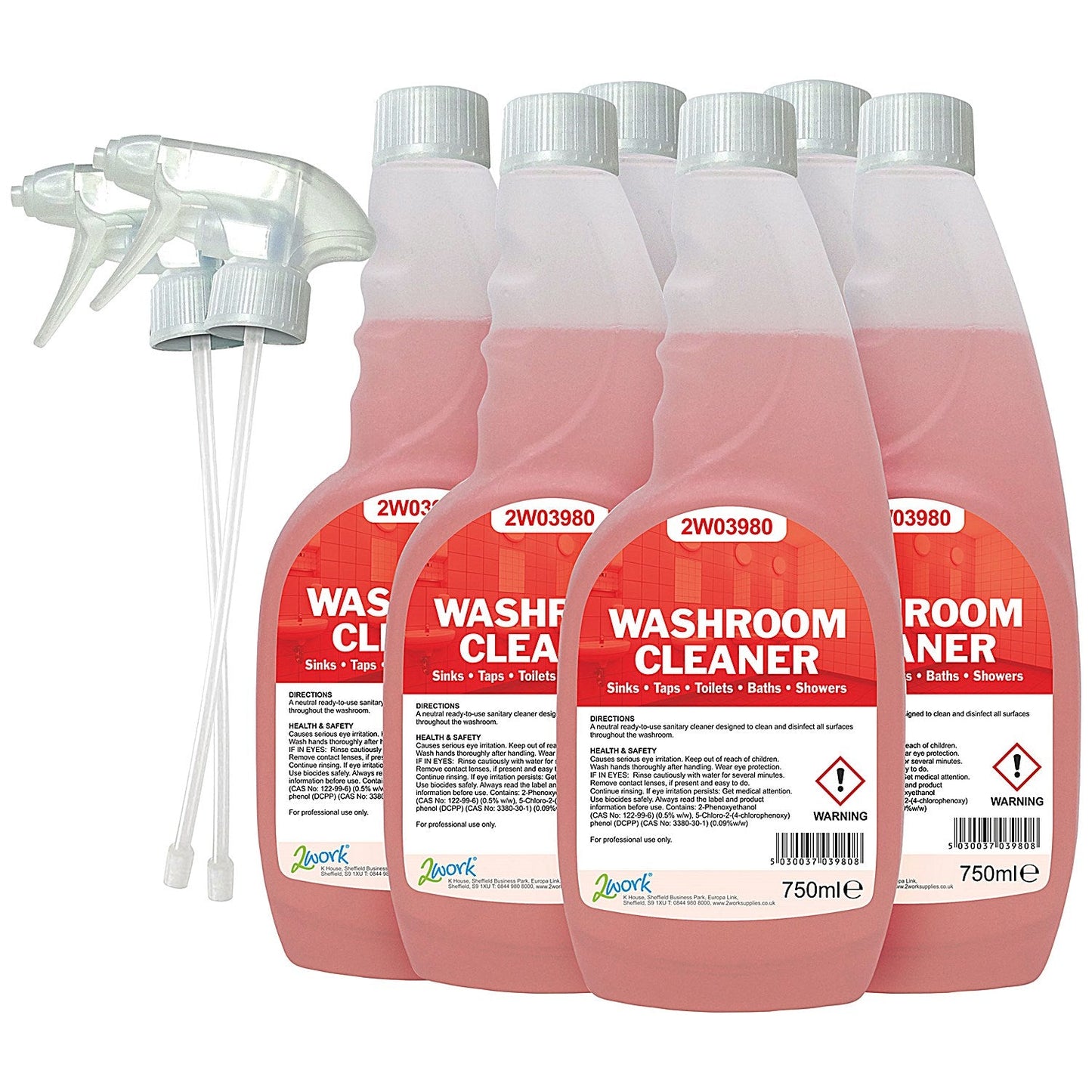 2Work Washroom Cleaner Spray, 750ml, Pack of 6 Easy2Order : 2W07249