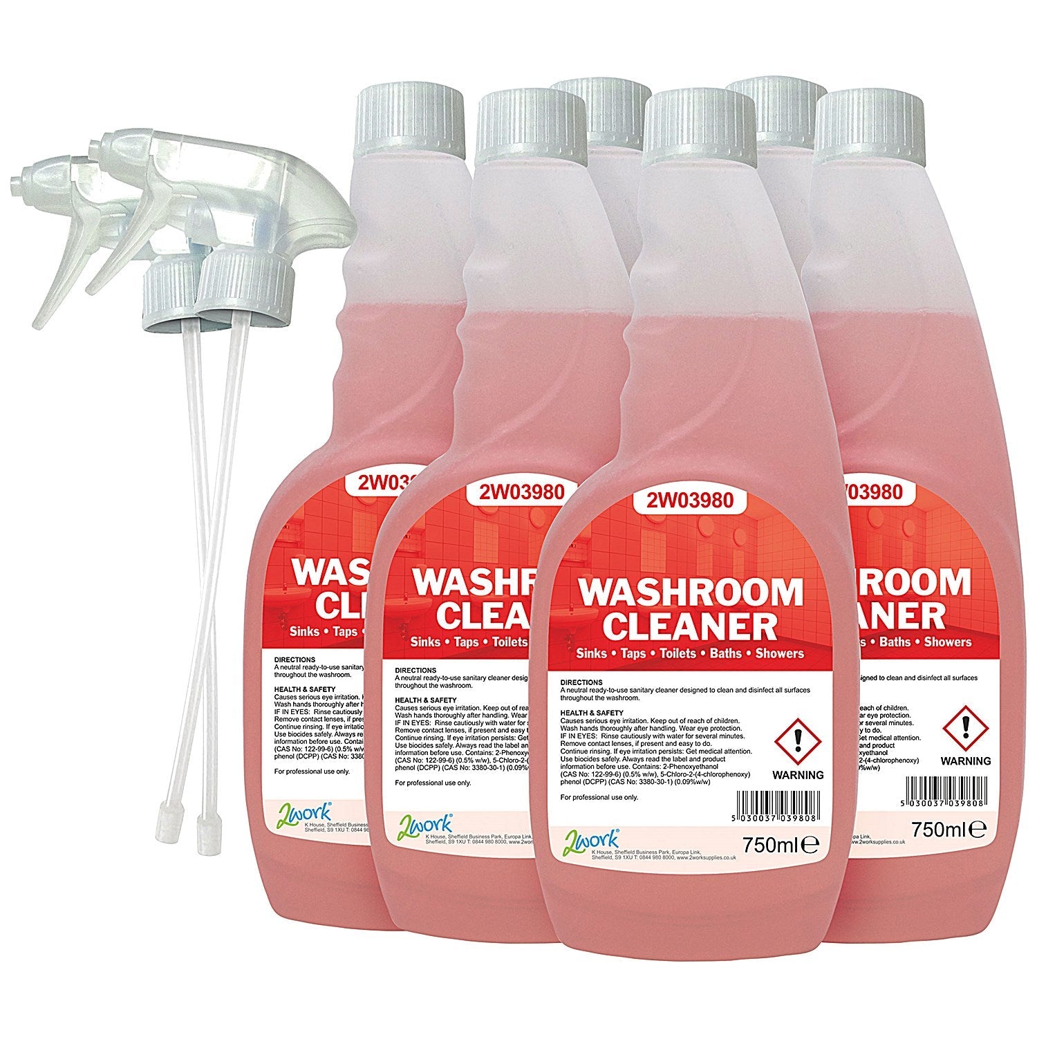 2Work Washroom Cleaner Spray, 750ml, Pack of 6 Easy2Order : 2W07249