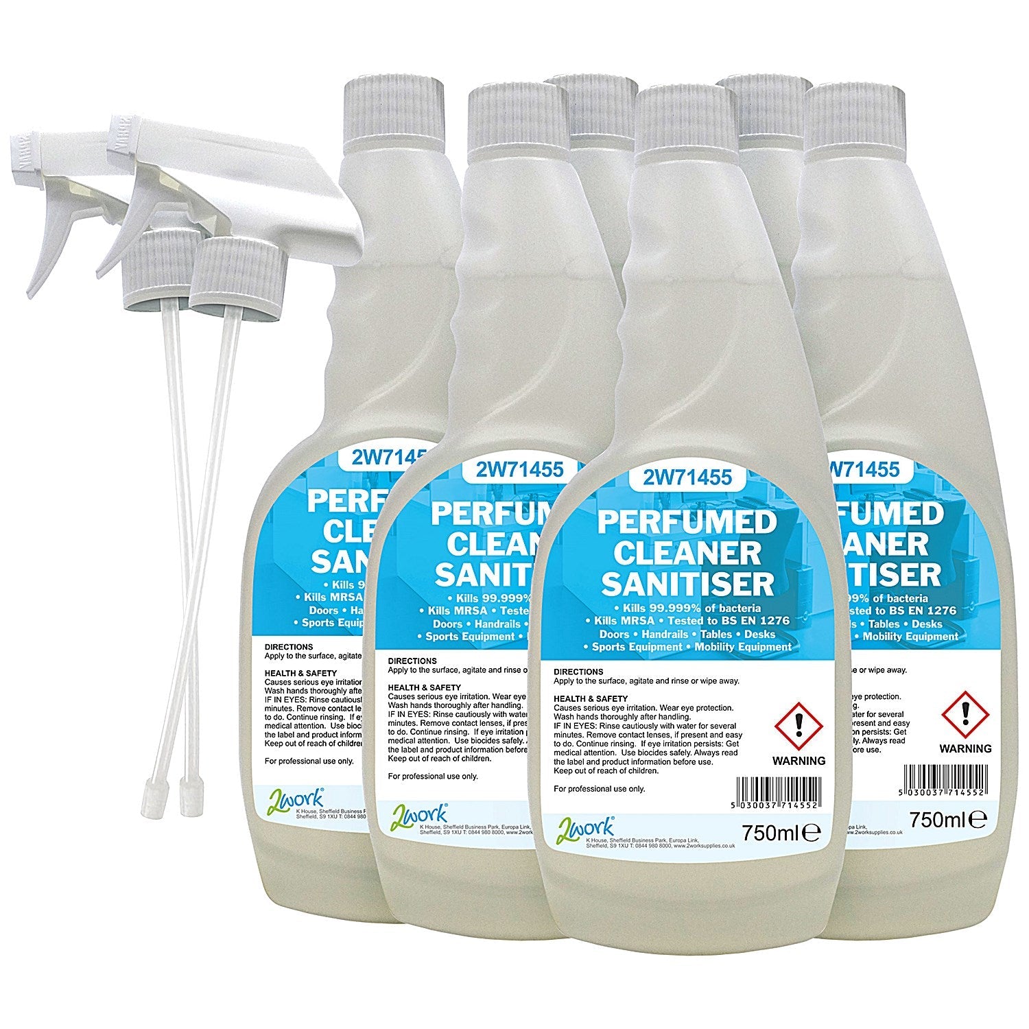 2Work Perfumed Cleaner Sanitiser Spray, 750ml, Pack of 6 Easy2Order : 2W07254