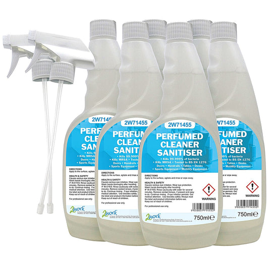 2Work Perfumed Cleaner Sanitiser Spray, 750ml, Pack of 6 Easy2Order : 2W07254