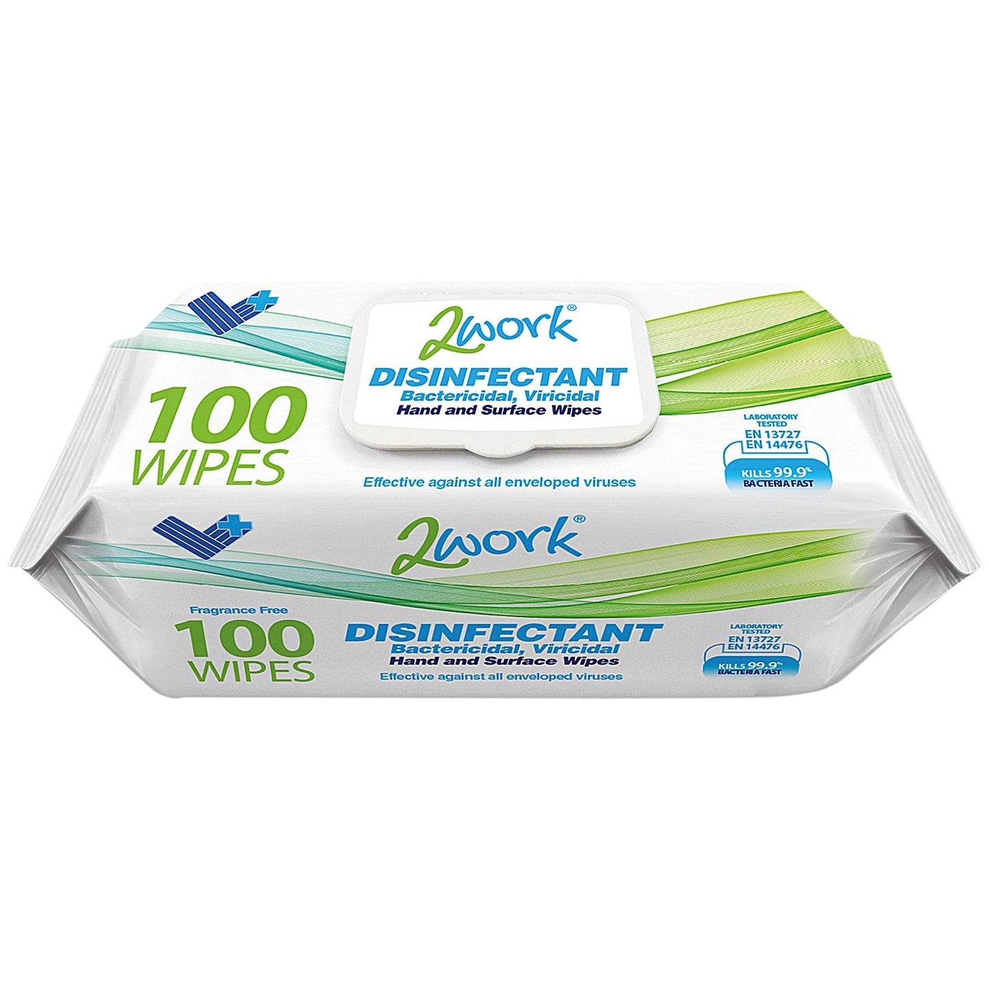 2Work Viricidal Hand & Surface Wipes, Pack of 100