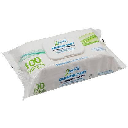 2Work Viricidal Hand & Surface Wipes, Pack of 100